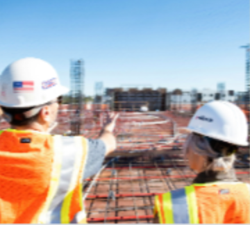 Engineers inspecting reinforcement on a construction site
